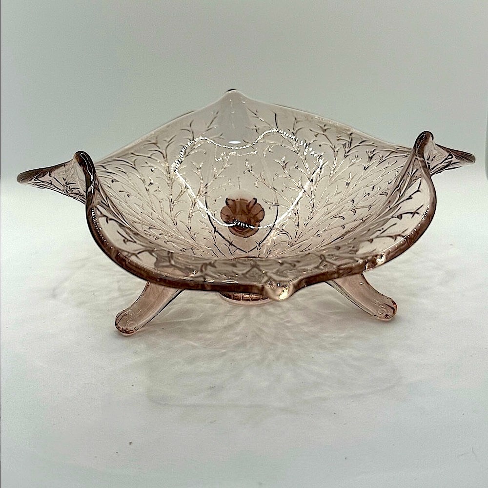 Vintage Fenton Amethyst 3 Toed Candy Dish Silvertone Wisteria ~ 1930's